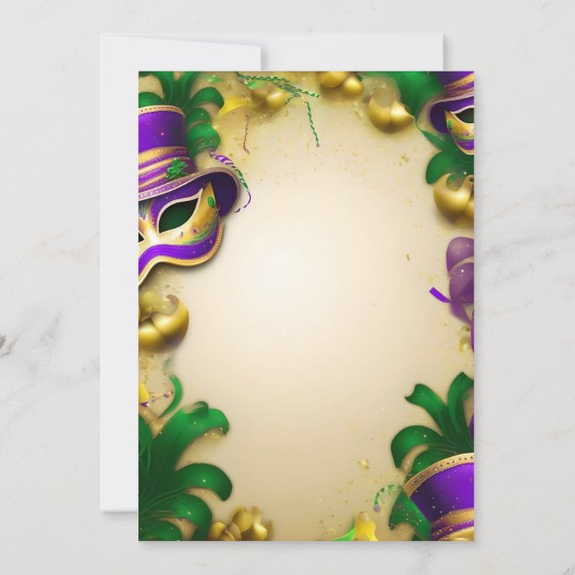 Party Invitation - Mardi Gras Design (Back)