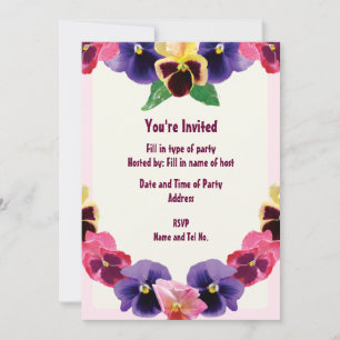Party Invitation - Pansies Design