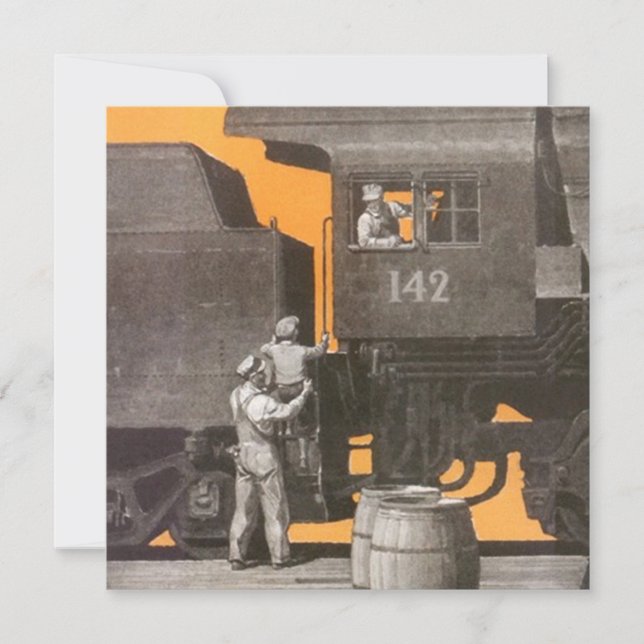 PARTY INVITATION TRAIN LOCOMOTIVE ENGINE (Front)