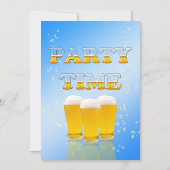 Party invitation with glasses of beer (Front)