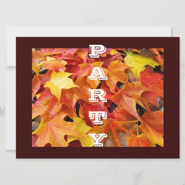 PARTY Invitations Autumn Leaves Football Halloween (Front)