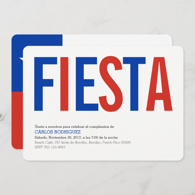 Party: Invitations: Chile: Chilean Flag Invitation (Front/Back)