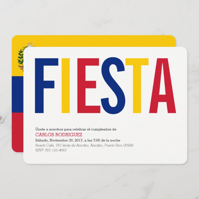 Party: Invitations: Venezuela: Venezuelan Flag Invitation (Front/Back)