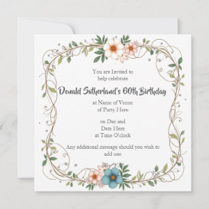 Party Invitations with a Flowery Border.