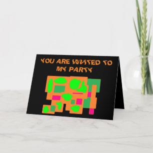 Party invite black art decor peach lime pink