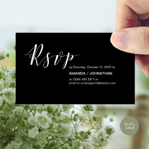 Party Invites RSVP, Modern Elegant Black