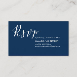 Party Invites RSVP, Modern Elegant Navy Blue