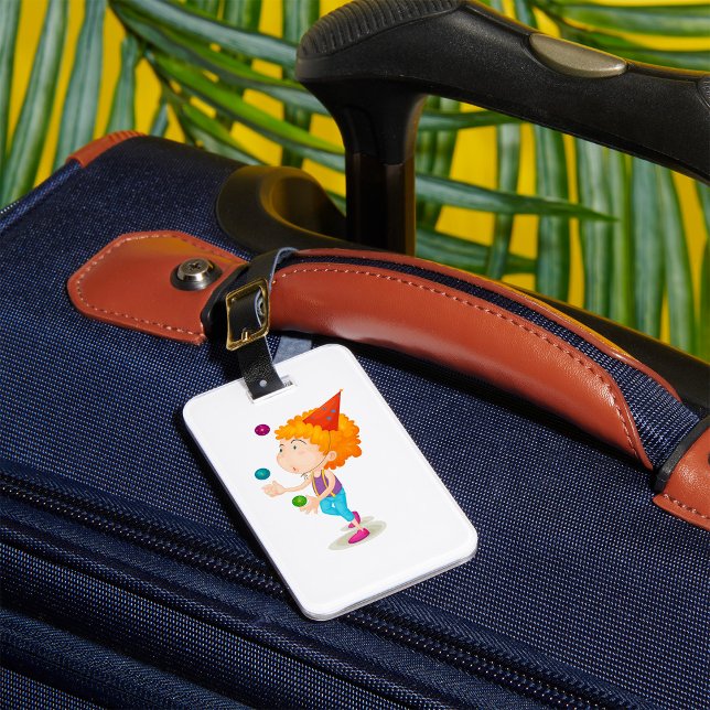 Party Kid Juggling Colourful Balls Luggage Tag (Creator Uploaded)