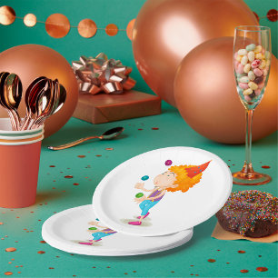 Party Kid Juggling Colourful Balls Paper Plate