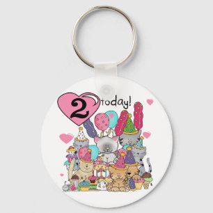 Party Kittens 2nd Birthday T-shirts and Gifts Key Ring