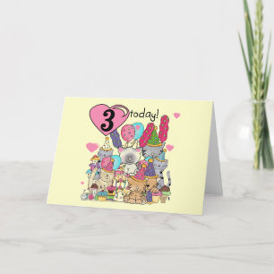 Party Kittens 3rd Birthday Tshirts and gifts Card