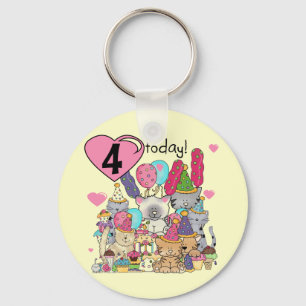 Party Kittens 4th Birthday T-shirts and gifts Key Ring