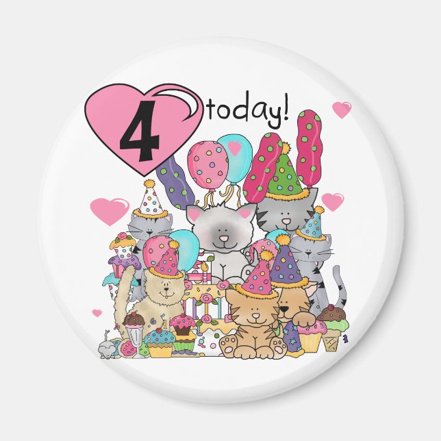 Party Kittens 4th Birthday T-shirts and gifts Magnet (Front)