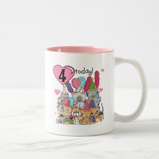 Party Kittens 4th Birthday T-shirts and gifts Two-Tone Coffee Mug (Right)