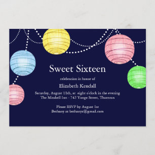 Party Lantern Sweet 16 Invitation