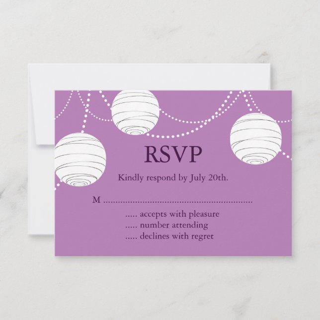 Party Lanterns on Purple RSVP (Front)