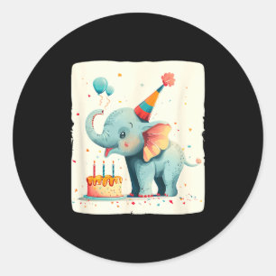 Party Large With This Happy Birthday Elephant Grap Classic Round Sticker