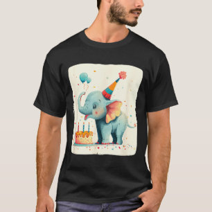 Party Large With This Happy Birthday Elephant Grap T-Shirt