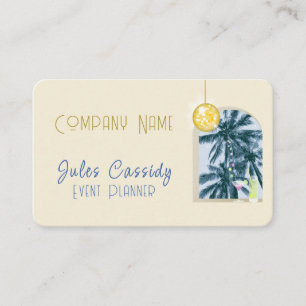 Party Light Cocktail Disco Ball Palm Event Planner Business Card