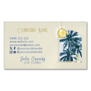 Party Light Cocktail Disco Ball Palm Event Planner Magnetic Business Card