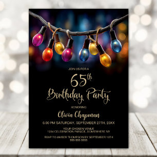 Party Lights 65th Birthday Party Invitation