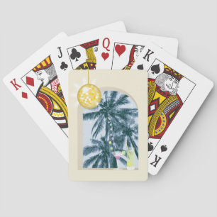 Party Lights, Cocktails and Disco Ball under Palms Playing Cards