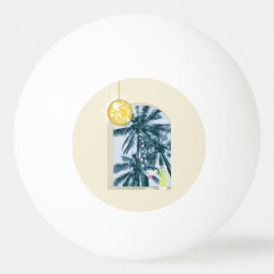 Party Lights Cocktails Disco Ball Palms on Yellow