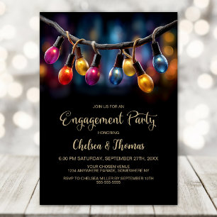 Party Lights Engagement Party Invitation