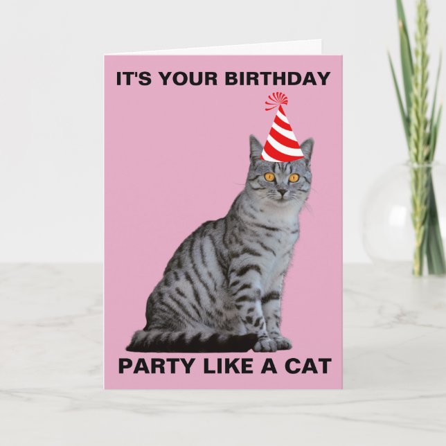 PARTY LIKE A CAT BIRTHDAY CARD (Front)