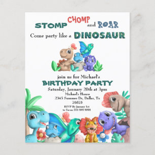 Party like a Dinosaur Birthday Watercolor Baby