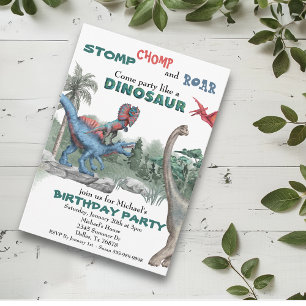 Party like a Dinosaur Birthday Watercolor Invite