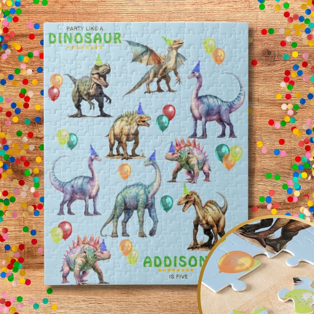Party Like A Dinosaur Personalised Birthday Gift Jigsaw Puzzle (Party Like A Dinosaur Personalized Birthday Gift Jigsaw Puzzle)