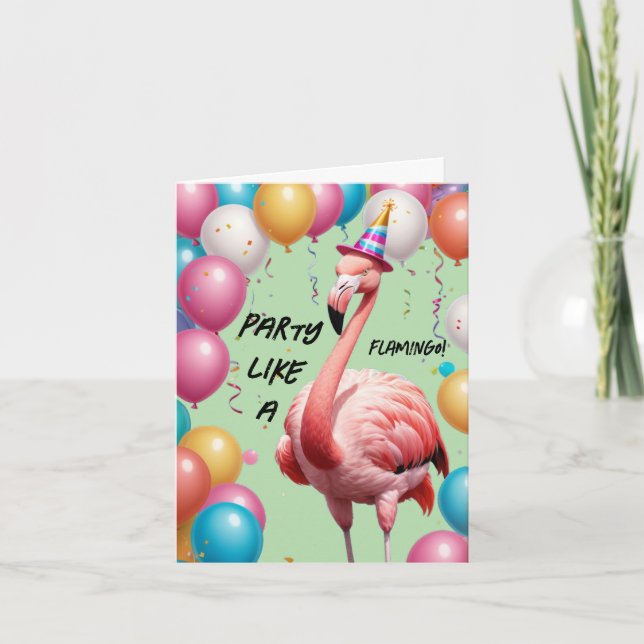 Party Like a Flamingo – Fun & Festive Birthday Card (Front)