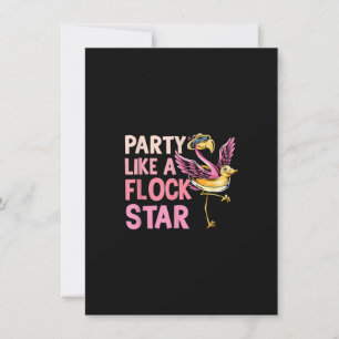 Party Like a Flock Star Funny Flamingo Invitation