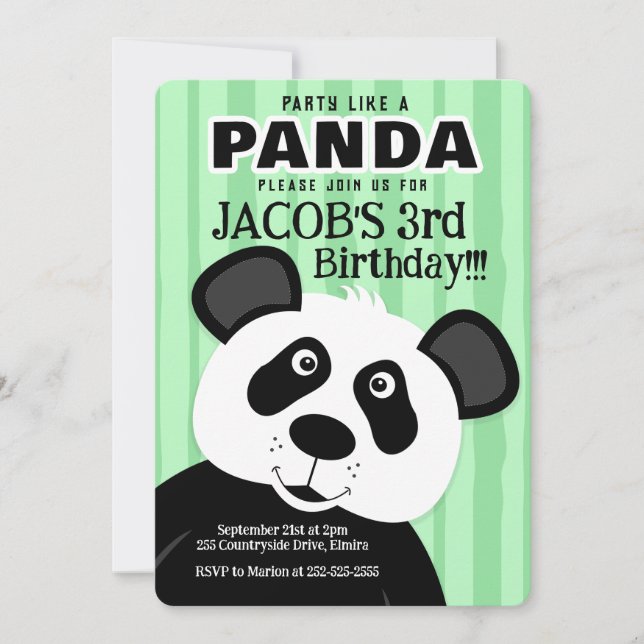 Party Like a Panda Boy Girl Birthday Any Age Invitation (Front)