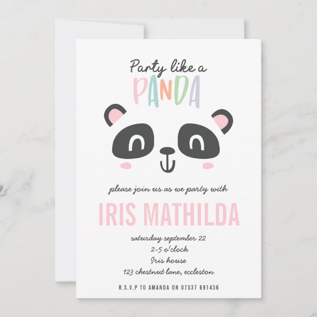 Party like a panda bright colourful birthday (Front)