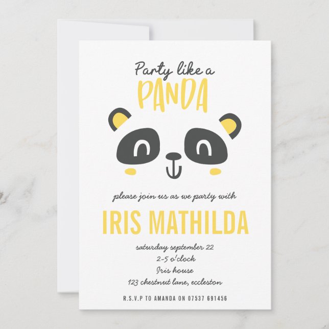 Party like a panda bright colourful birthday (Front)