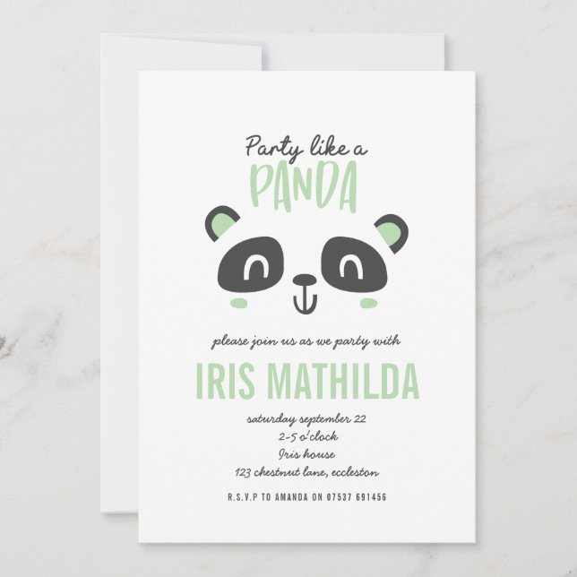 Party like a panda bright colourful birthday (Front)