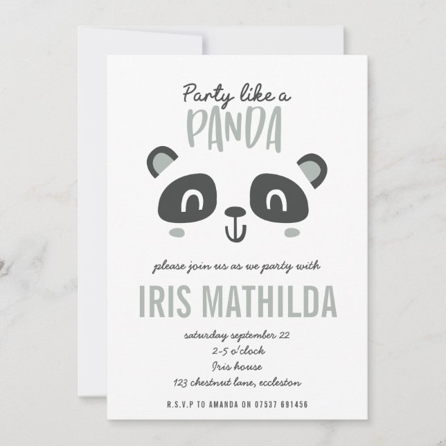 Party like a panda bright colourful birthday (Front)