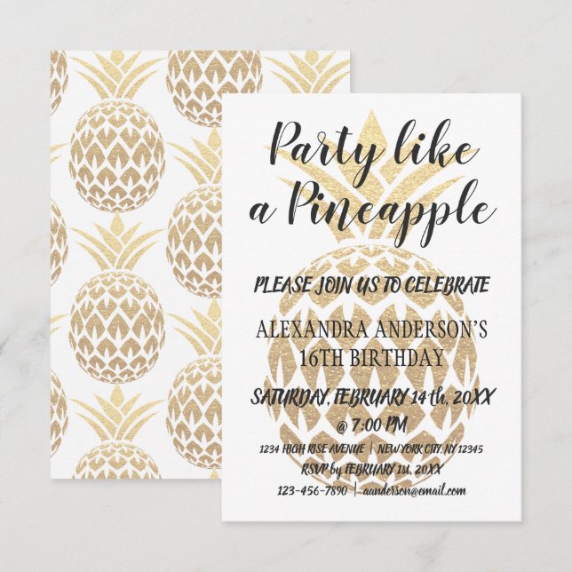 Party Like a Pineapple 16th Birthday Invitation (Front/Back)