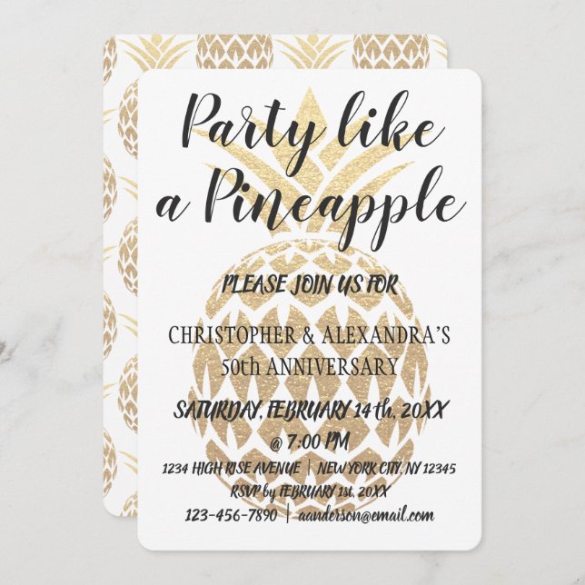 Party Like a Pineapple 50th Wedding Anniversary Invitation (Front/Back)