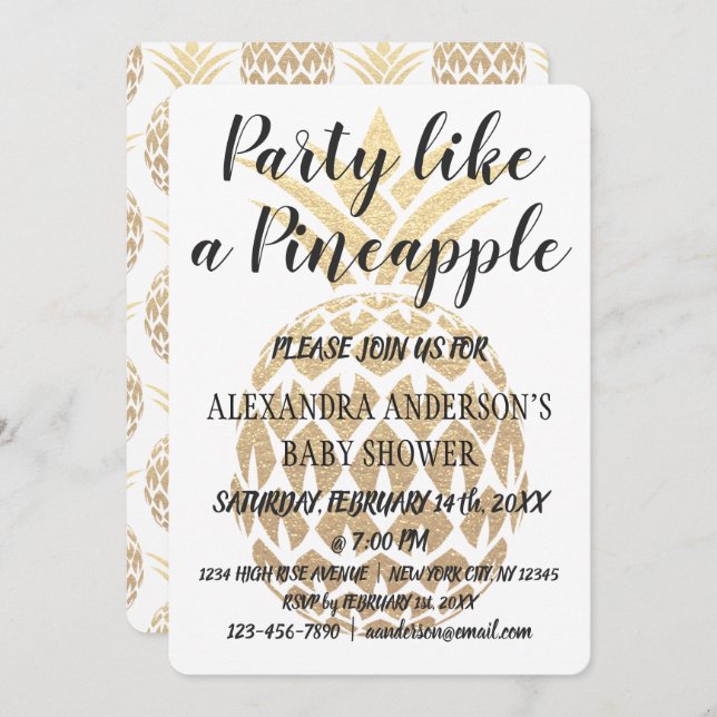 Party Like a Pineapple Baby Shower Invitation (Front/Back)
