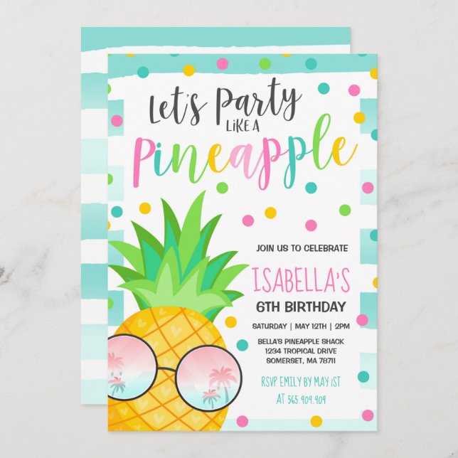 Party Like A Pineapple Birthday Invitation (Front/Back)