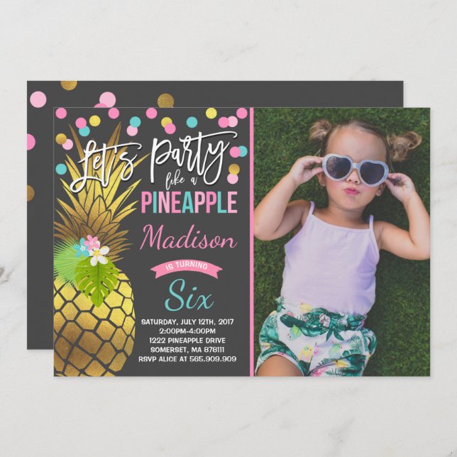 Party Like A Pineapple Birthday Invitation (Front/Back)
