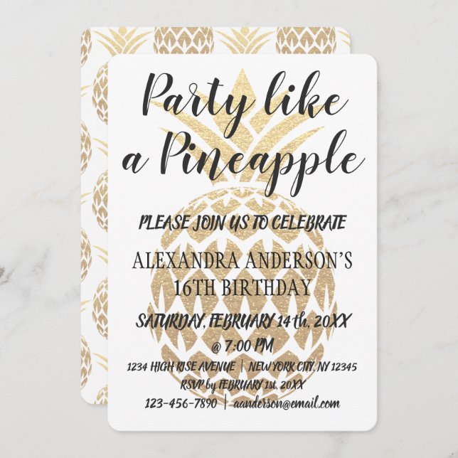 Party Like a Pineapple Birthday Invitation (Front/Back)