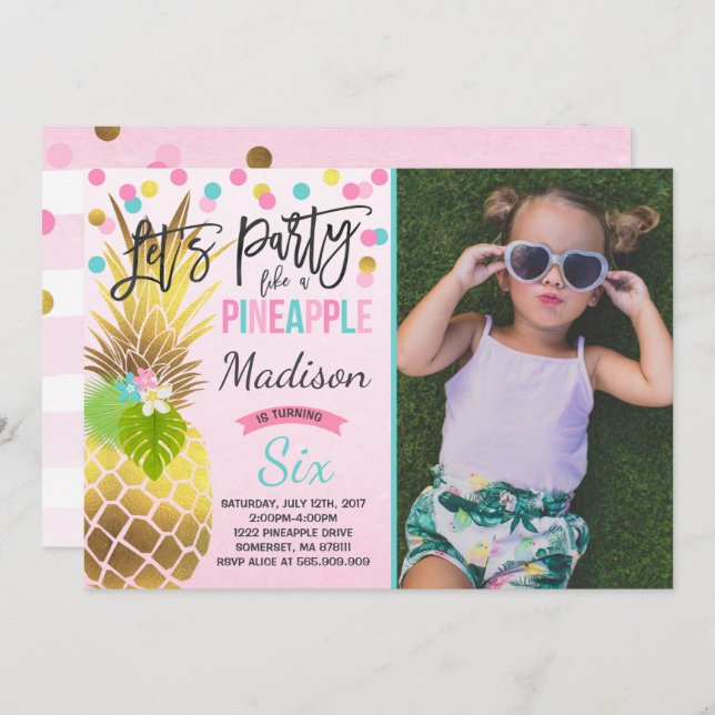 Party Like A Pineapple Birthday Invitation (Front/Back)
