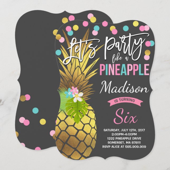 Party Like A Pineapple Birthday Invitation (Front/Back)