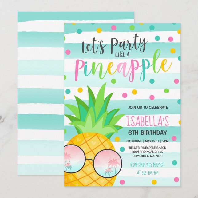 Party Like A Pineapple Birthday Invitation (Front/Back)