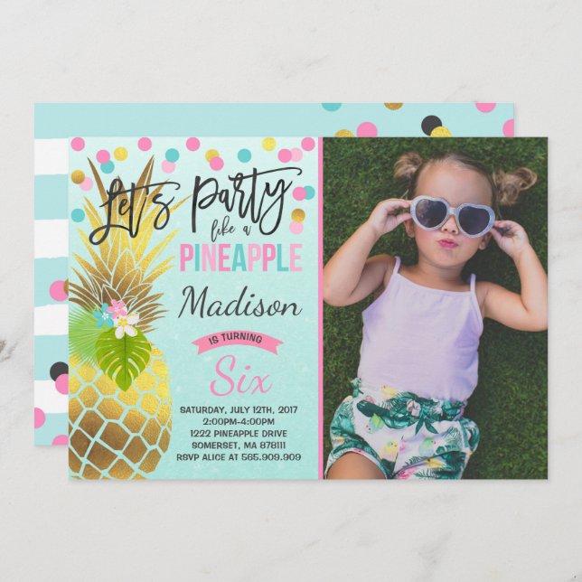 Party Like A Pineapple Birthday Invitation (Front/Back)