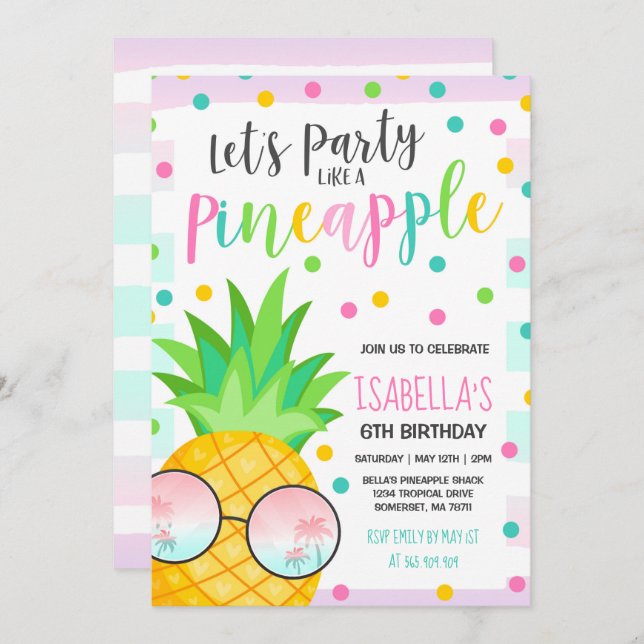 Party Like A Pineapple Birthday Invitation (Front/Back)
